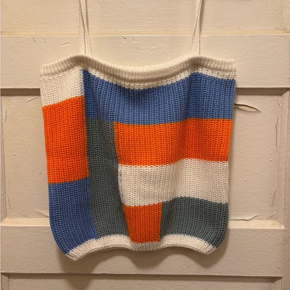 FRNCH Blue and Cream Knit Sweater